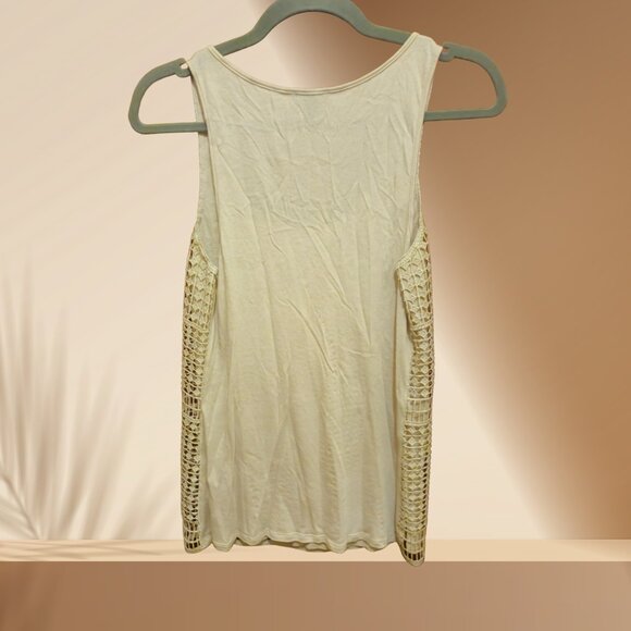 Express Cream Crochet Overlay Tank Top | Size S - Picture 2 of 4